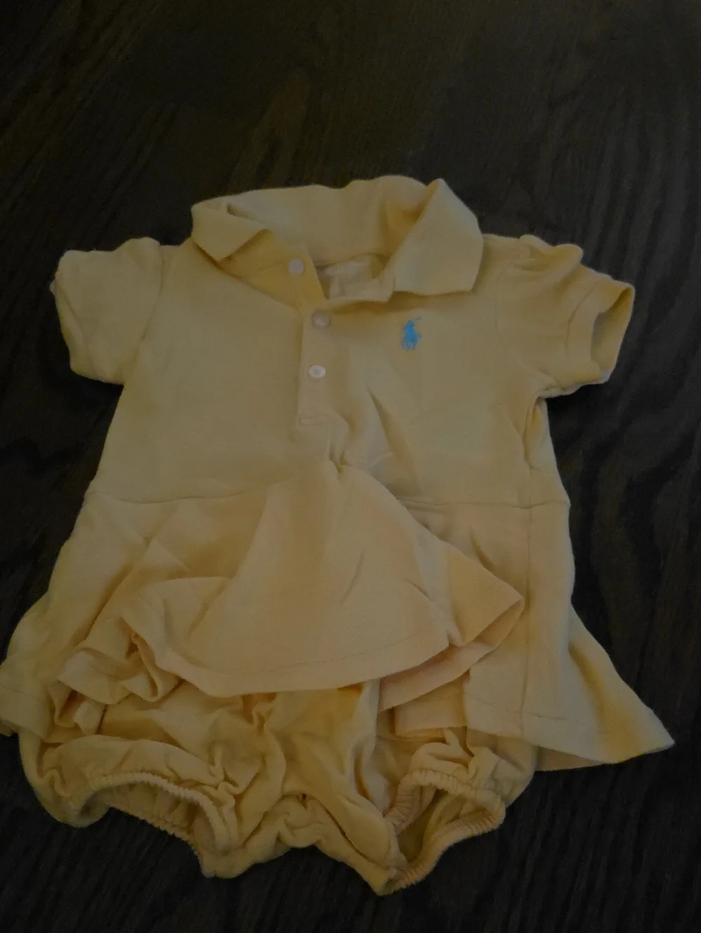 Ralph Lauren Yellow Polo Romper with Blue Pony